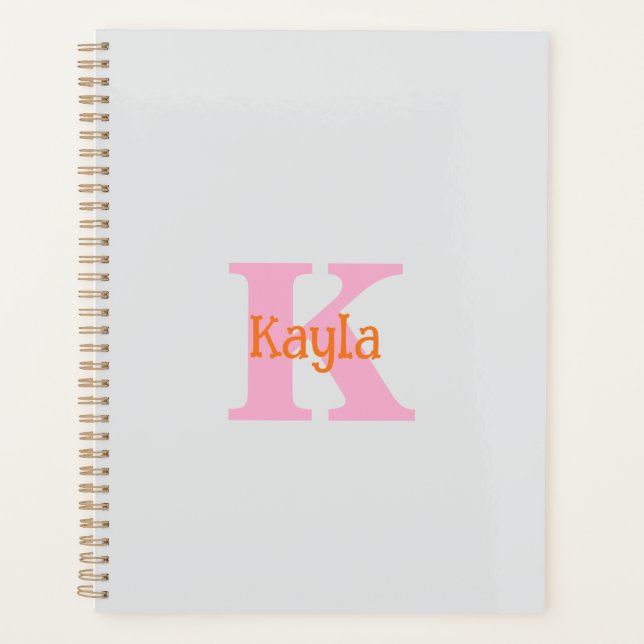 Rosa Orange Light Gray Brautparty Wedding Planer (Vorderseite)