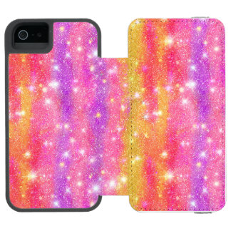 Rosa Orange Lila Glitter Funkelndes Muster Incipio Watson™ iPhone 5 Geldbörsen Hülle