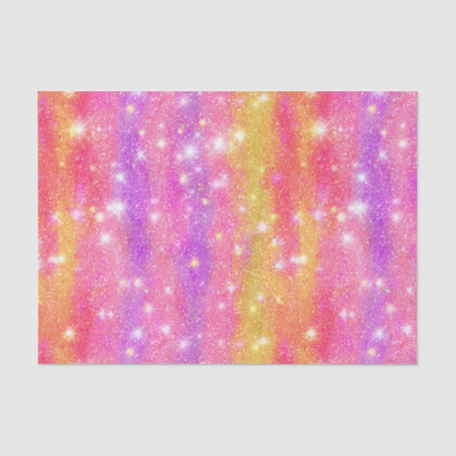 Rosa Orange Lila Glitter Glanz Muster Seidenpapier (Vorderseite)