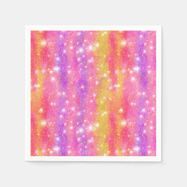 Rosa Orange Lila Glitter Glanz Muster Serviette (Vorderseite)