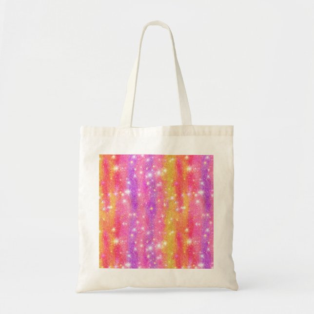 Rosa Orange Lila Glitter Glanz Muster Tragetasche (Vorne)