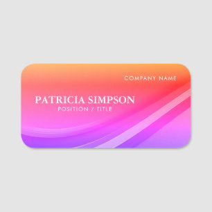 Rosa Orange Lila Gradient: modern und Beruflich Namensschild