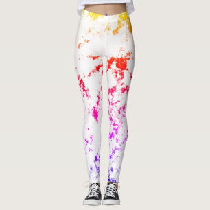 Rosa Orange Lila Marbella Paint Splash Abstrakt Leggings