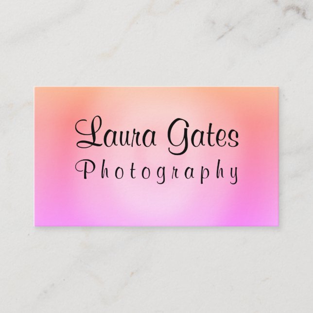 Rosa orange lila Watercolor-Fotografie Visitenkarte (Vorderseite)