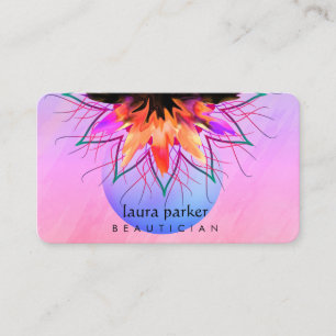 Rosa Orange Lotus Blume Logo Massage Yoga Lehrer Visitenkarte