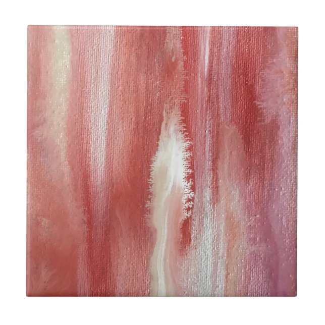 Rosa Orange Mist-Hand bemalt Wabi Sabi Kunst Fliese (Vorderseite)