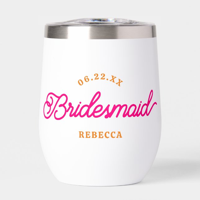 Rosa Orange Moderne Minimalistische Bridesmaid (Vorderseite)