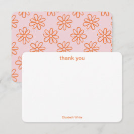Rosa Orange Niedlich Girly Retro Minimalistisch Tr Dankeskarte