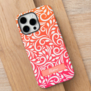 Rosa-Orange-Ombre-Moderne Florale Benutzerdefinier iPhone 16 Pro Max Hülle