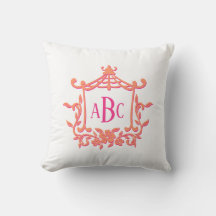 Rosa Orange Pagode Blume Rahmen Monogramm Initiale