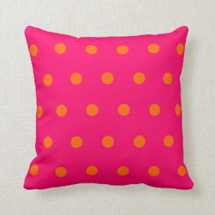 Rosa Orange Polka Dots Kissen