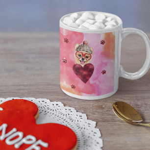Rosa Orange Pomeranian Valentinstag Geschenk Hund Kaffeetasse