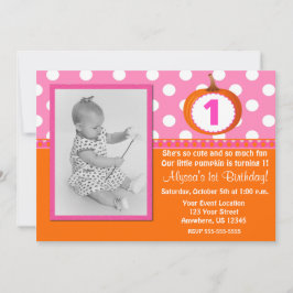 Rosa Orange Pumpkin Geburtstag Einladung