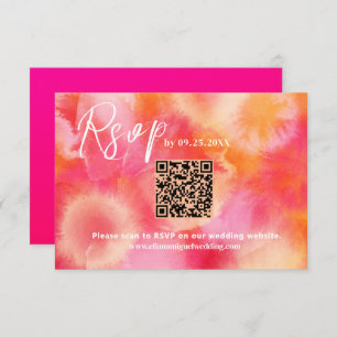 Rosa orange QR Code Response Karte Hochzeit RSVP