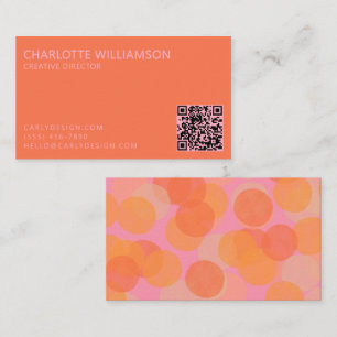 Rosa Orange QR Moderne Kreative Unternehmensmarkie Visitenkarte