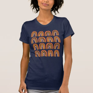 Rosa Orange-Rainbow-Muster T-Shirt