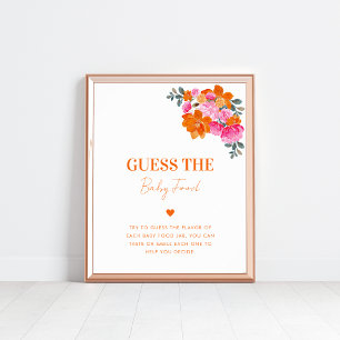 Rosa Orange Raten Sie das Baby Food Baby Duschzeic Poster