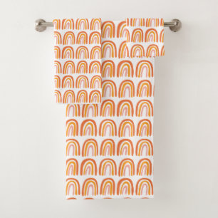 Rosa Orange-Regenbogenmuster Badhandtuch Set