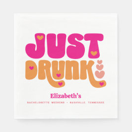 Rosa Orange Retro Betrunken in Liebe Junggeselinne Serviette