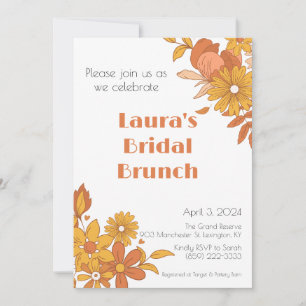 Rosa & orange Retro Boho Bridal Brunch Einladung