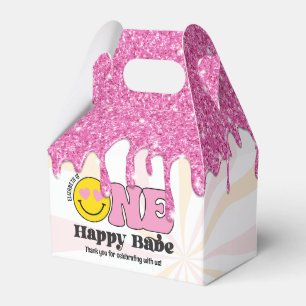 Rosa orange Retro Ein glückliches Baby 1. Geburtst Geschenkschachtel