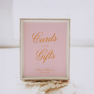 Rosa Orange Schrift Hochzeitskarten und Geschenke Poster