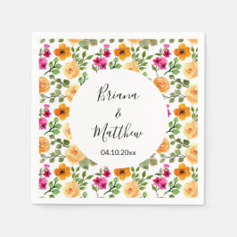 Rosa Orange Sommer Flora Serviette