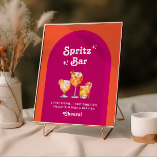 Rosa & Orange Sonnenuntergang Retro Spritz Bar Poster