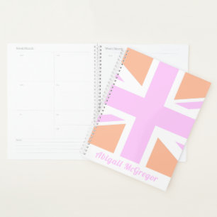 Rosa & Orange UK Flag / Union Jack PERSONALISIER Planer