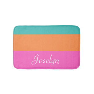 Rosa, orange und blau weiße horizontale Linien mit Badematte
