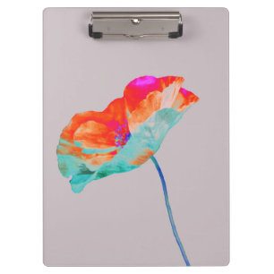 Rosa Orange und blaue Mohnblüte Blume Blumendesign Klemmbrett