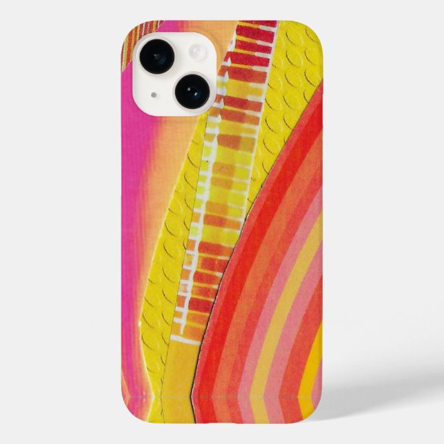 Rosa orange und gelbe Wellen Case-Mate iPhone Hülle (Rückseite)
