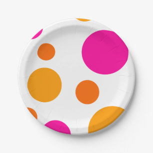 ROSA ORANGE UND GELBER TUPFEN-PAPPTELLER PAPPTELLER