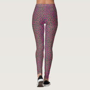 Rosa, Orange und Gray Modern Mosaic Animal Print Leggings
