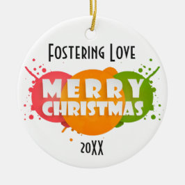 Rosa, Orange und Grün Frohe Weihnachtsgeschenk Fot Keramikornament