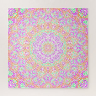 Rosa Orange und grünes Mandala Puzzle