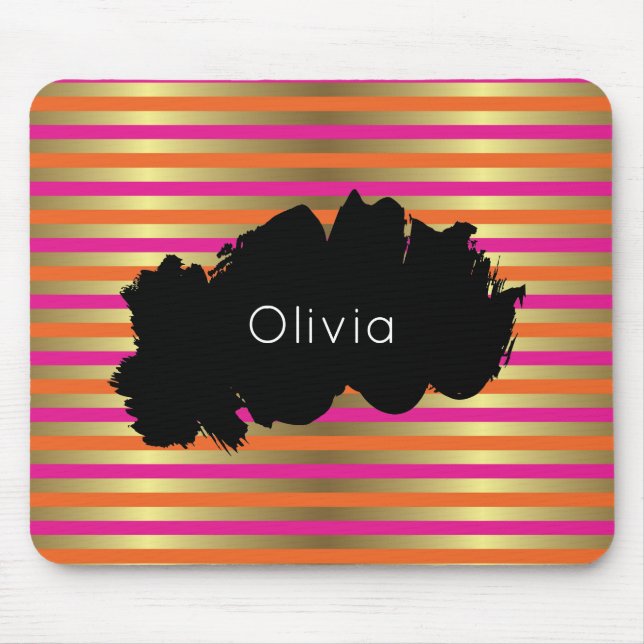 Rosa, orange und Imitate Metallische Goldrapen Mousepad (Vorne)