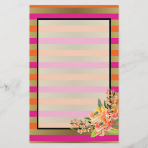 Rosa, Orange und Imitate Metallische Streifen mit Briefpapier