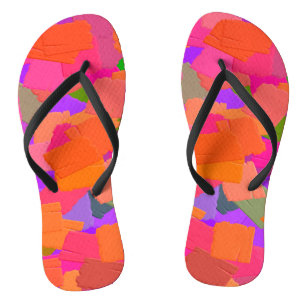 Rosa, orange und Lila Abstrakt Flip Flops