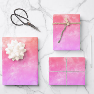 Rosa Orange und Lila Geschenkpapier Set