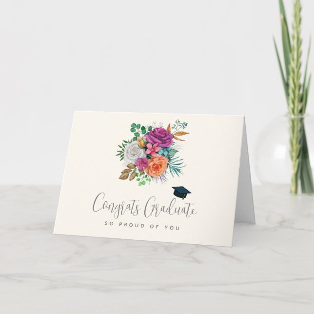 Rosa, Orange und Weiß Rosen Abschluss Karte (Vorderseite)