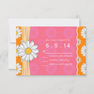 Rosa Orange und Weiße Daisy UAWG RSVP Karte