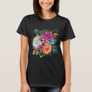 Rosa, Orange und Weiße Rosen Blumenstrauß T-Shirt