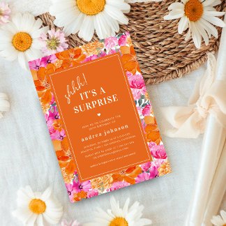 Rosa Orange Vibrann Garden Überraschung Geburtstag Einladung