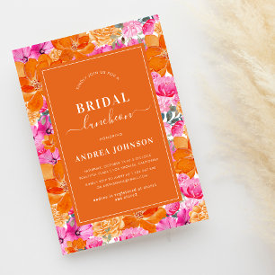 Rosa Orange Vibrann Summer Garden Bridal Luncheon Einladung