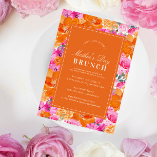Rosa Orange Vibrant Garden Mother Day Brunch Einladung