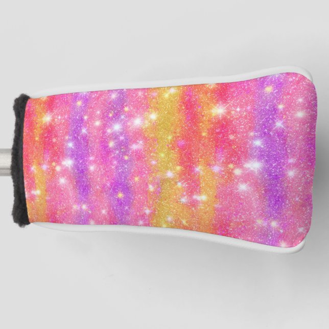 Rosa Orange Violett Glitter Funkeln Muster Golf Headcover (Vorderseite)