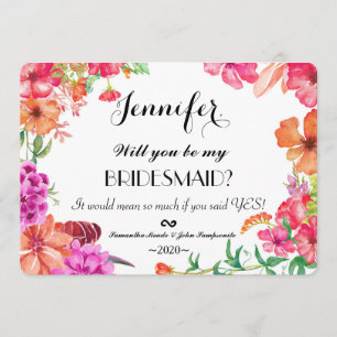 Rosa Orange Watercolor Garden Bridesmais Einladung