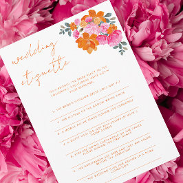 Rosa & Orange Wedding Etiquette Brautparty Game Einladung