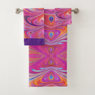 Rosa Orange Wirbel Groovy Design Badhandtuch Set
